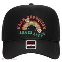 Retro Harm Reduction Saves Lives Overdose Awareness Rainbow Hat thumb 0