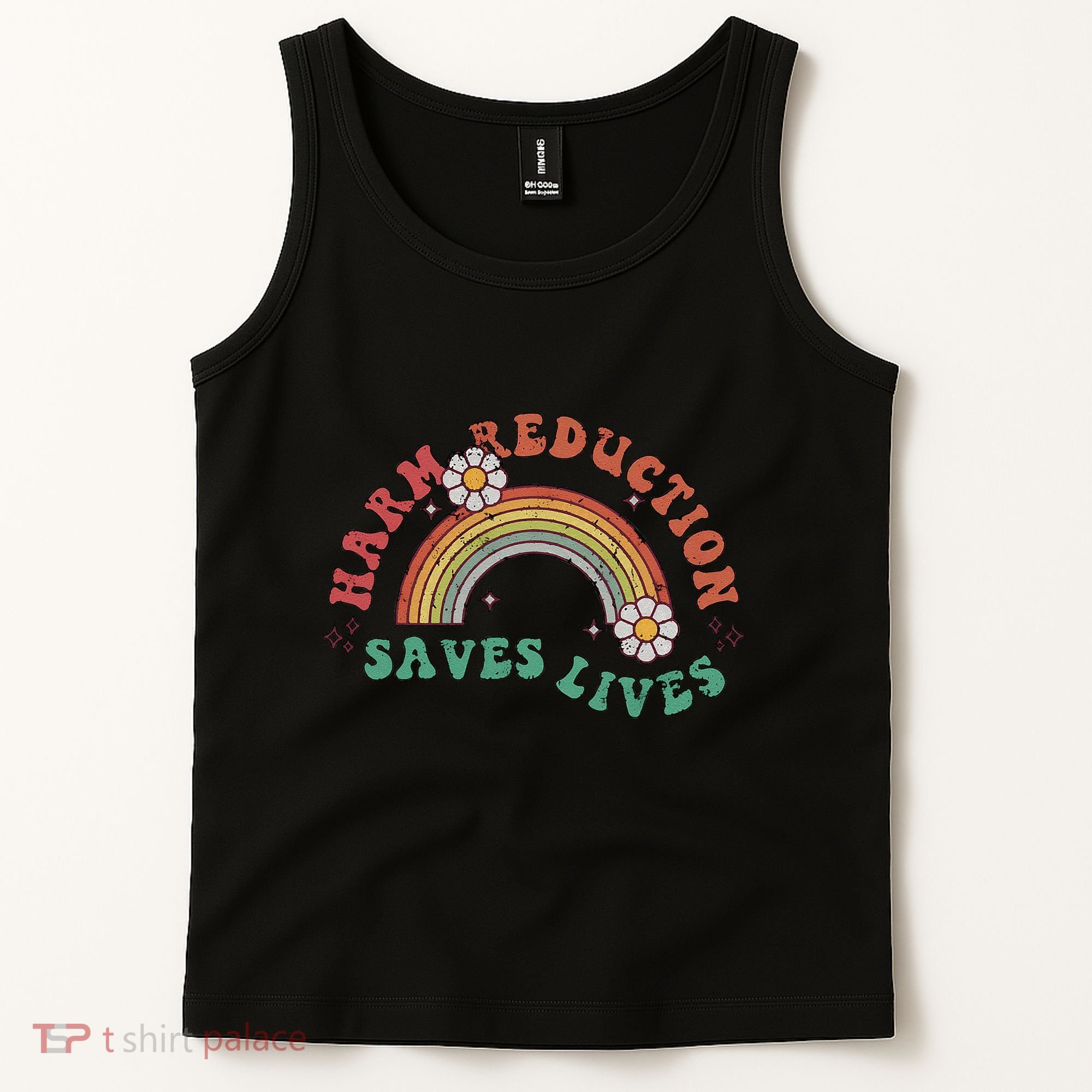 Retro Harm Reduction Saves Lives Overdose Awareness Rainbow Tank Top