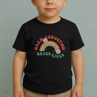 Retro Harm Reduction Saves Lives Overdose Awareness Rainbow Toddler T-Shirt thumb 2