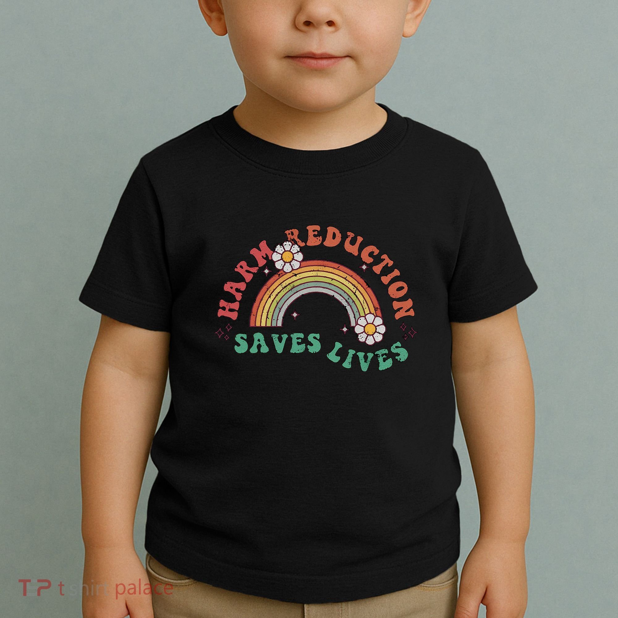 Retro Harm Reduction Saves Lives Overdose Awareness Rainbow Toddler T-Shirt