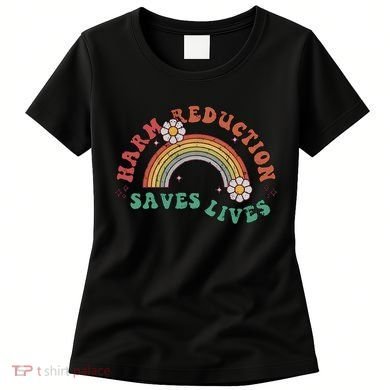 Retro Harm Reduction Saves Lives Overdose Awareness Rainbow Women's T-Shirt