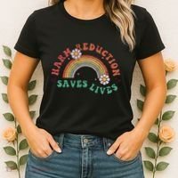 Retro Harm Reduction Saves Lives Overdose Awareness Rainbow Women's T-Shirt thumb 2