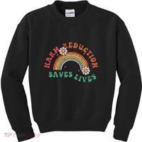 Retro Harm Reduction Saves Lives Overdose Awareness Rainbow Kids Sweatshirt thumb 0