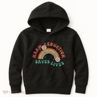 Retro Harm Reduction Saves Lives Overdose Awareness Rainbow Kids Hoodie thumb 0