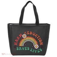 Retro Harm Reduction Saves Lives Overdose Awareness Rainbow Tote Bag thumb 0