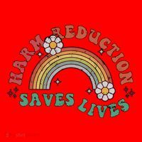 Retro Harm Reduction Saves Lives Overdose Awareness Rainbow Santa Hat thumb 1