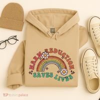 Retro Harm Reduction Saves Lives Overdose Awareness Rainbow Hoodie thumb 4
