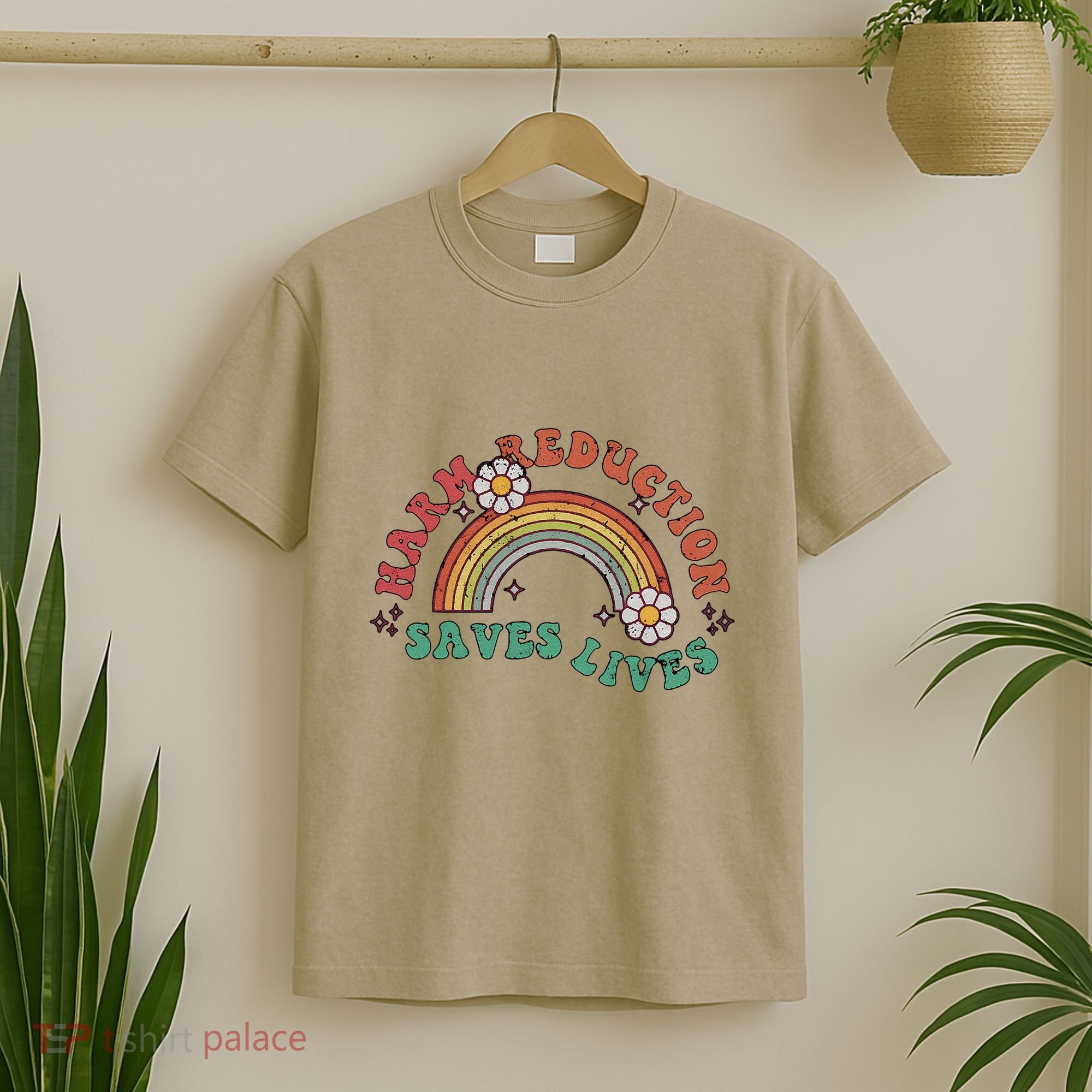 Retro Harm Reduction Saves Lives Overdose Awareness Rainbow T-Shirt