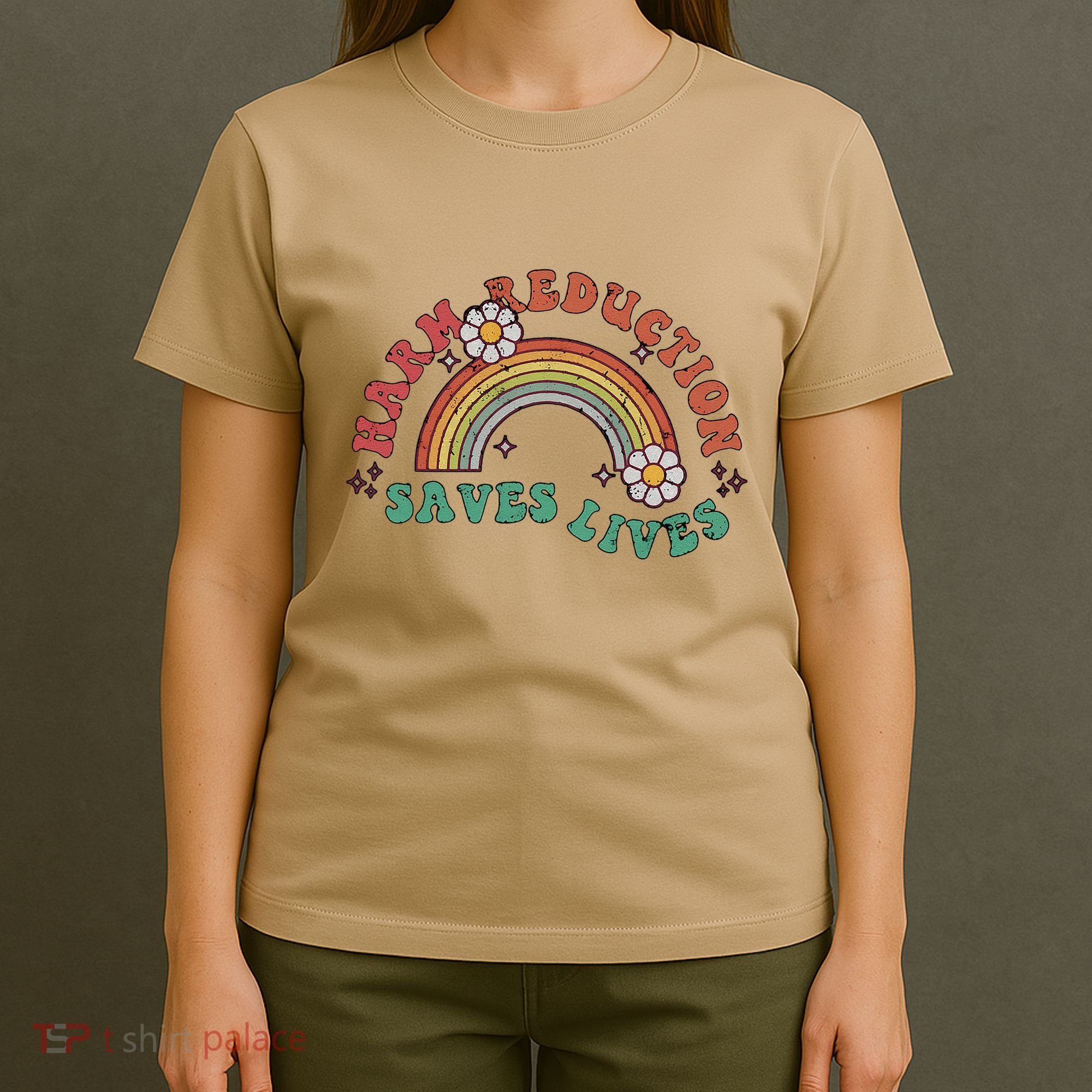 Retro Harm Reduction Saves Lives Overdose Awareness Rainbow T-Shirt