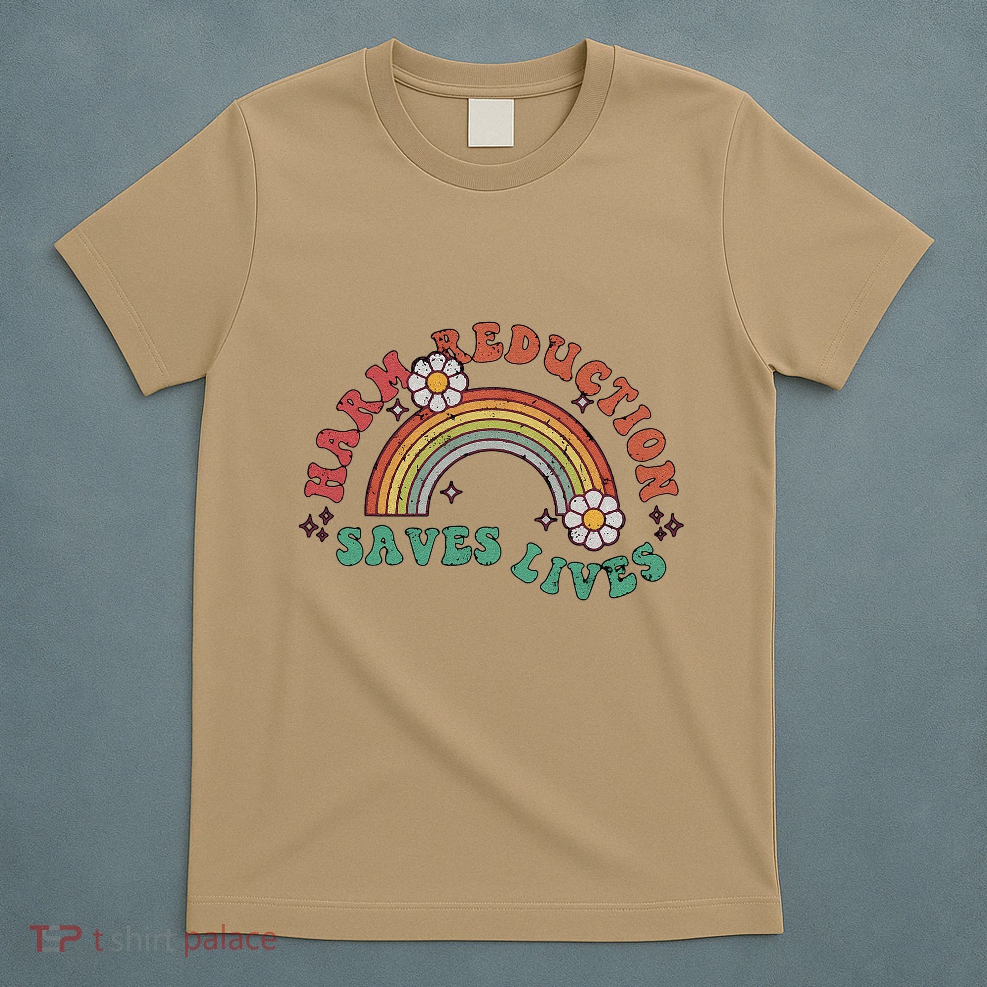Retro Harm Reduction Saves Lives Overdose Awareness Rainbow T-Shirt
