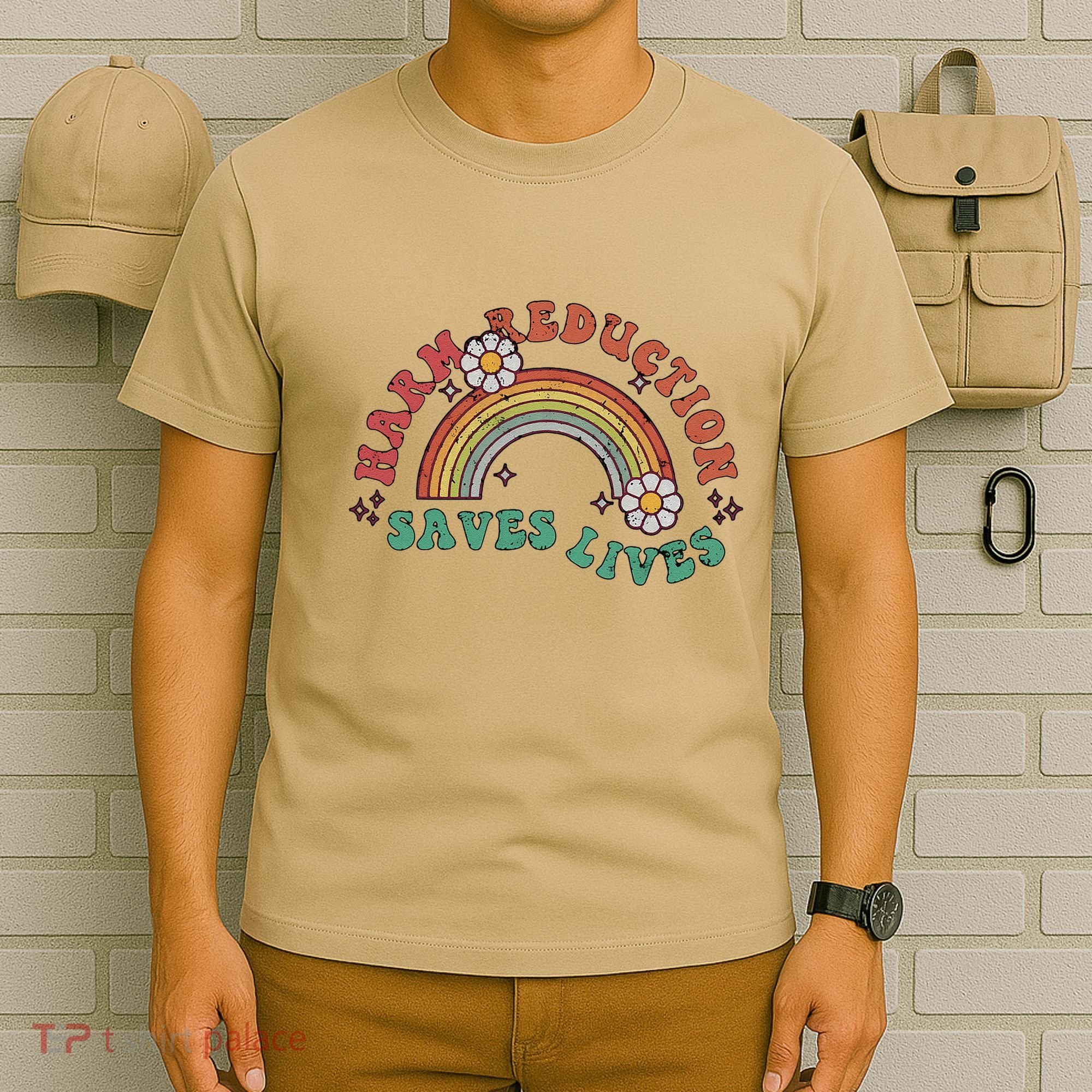 Retro Harm Reduction Saves Lives Overdose Awareness Rainbow T-Shirt