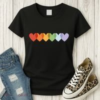 Rainbow Hearts Women's T-Shirt thumb 3