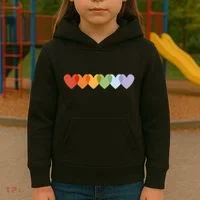 Rainbow Hearts Kids Hoodie thumb 3