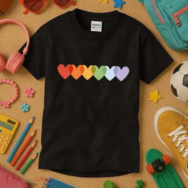 Rainbow Hearts Kids T-Shirt