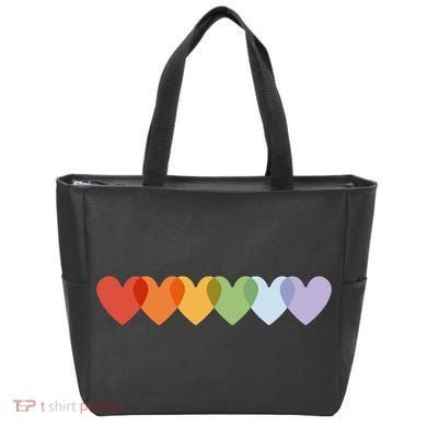 Rainbow Hearts Tote Bag