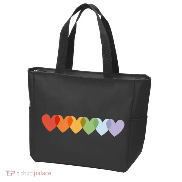 Rainbow Hearts Tote Bag