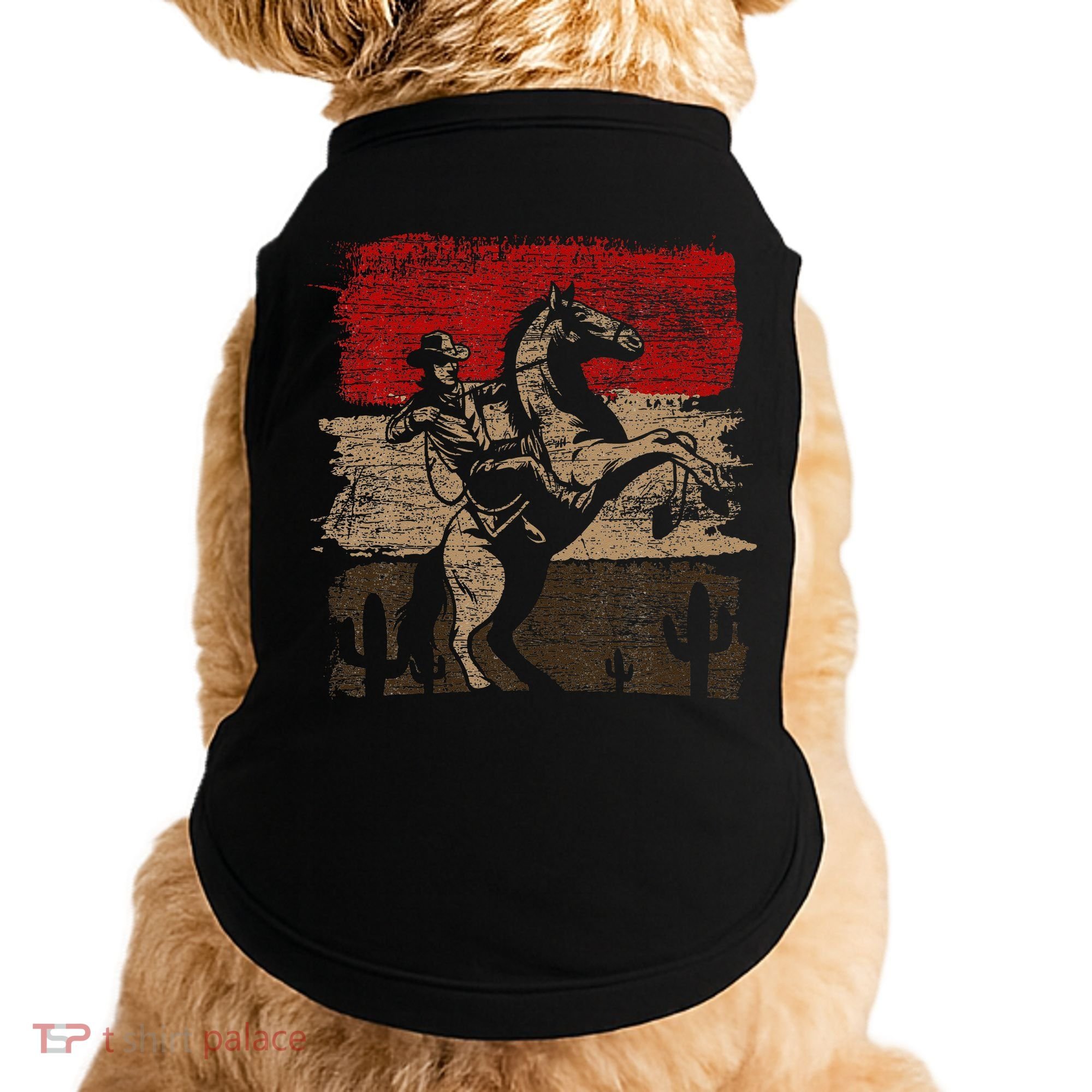 Retro Horse Riding Western Cowboy Doggie Tank