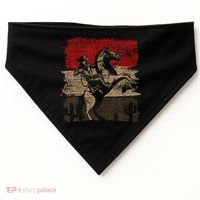 Retro Horse Riding Western Cowboy USA-Made Doggie Bandana thumb 0