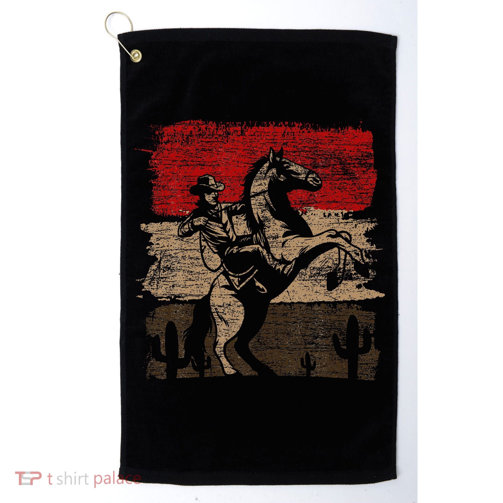 Retro Horse Riding Western Cowboy Golf Towel
