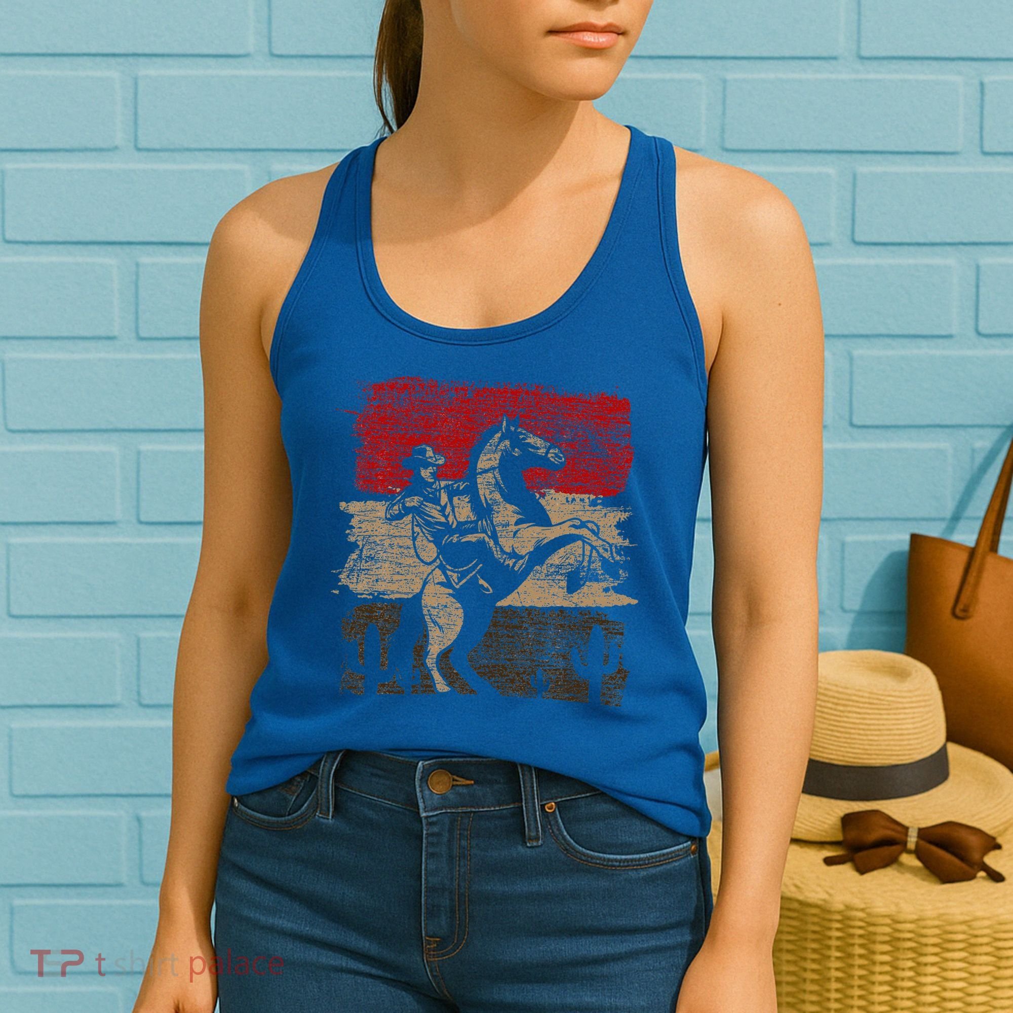 Retro Horse Riding Western Cowboy Women's Tank Top