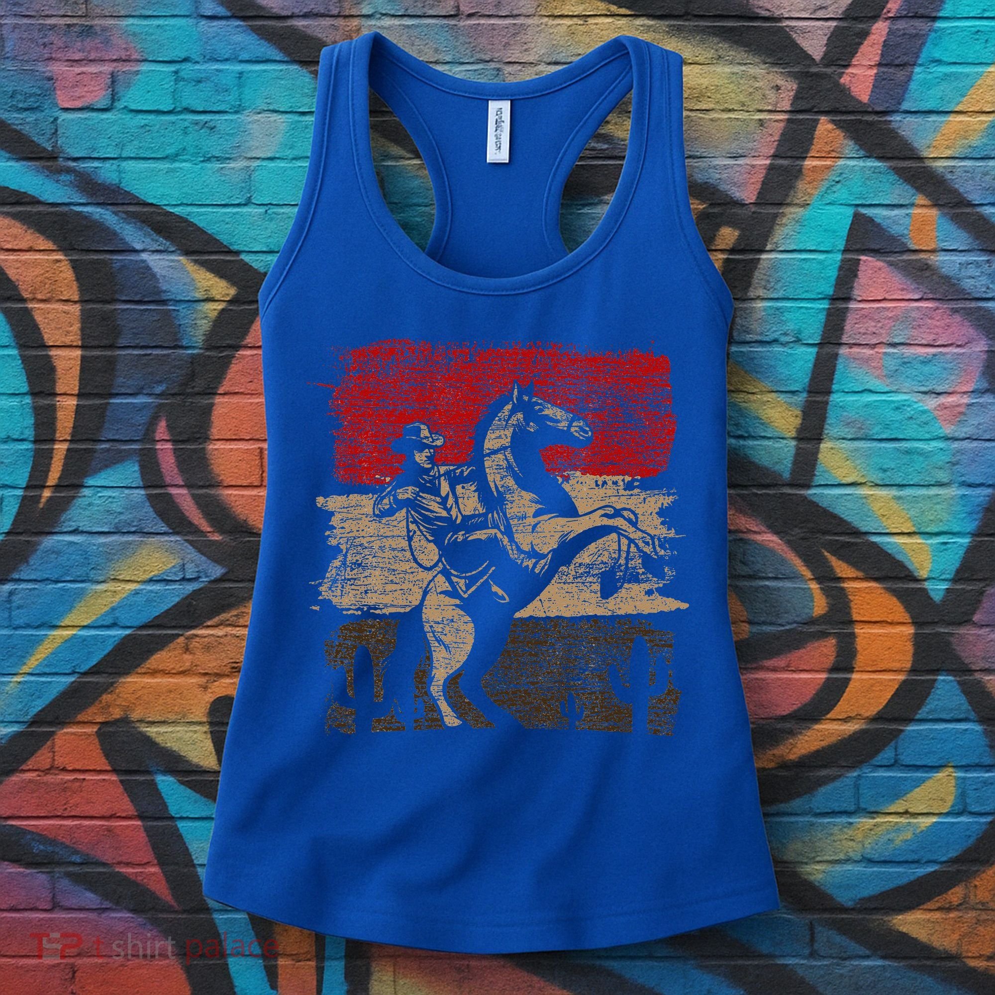 Retro Horse Riding Western Cowboy Women's Tank Top