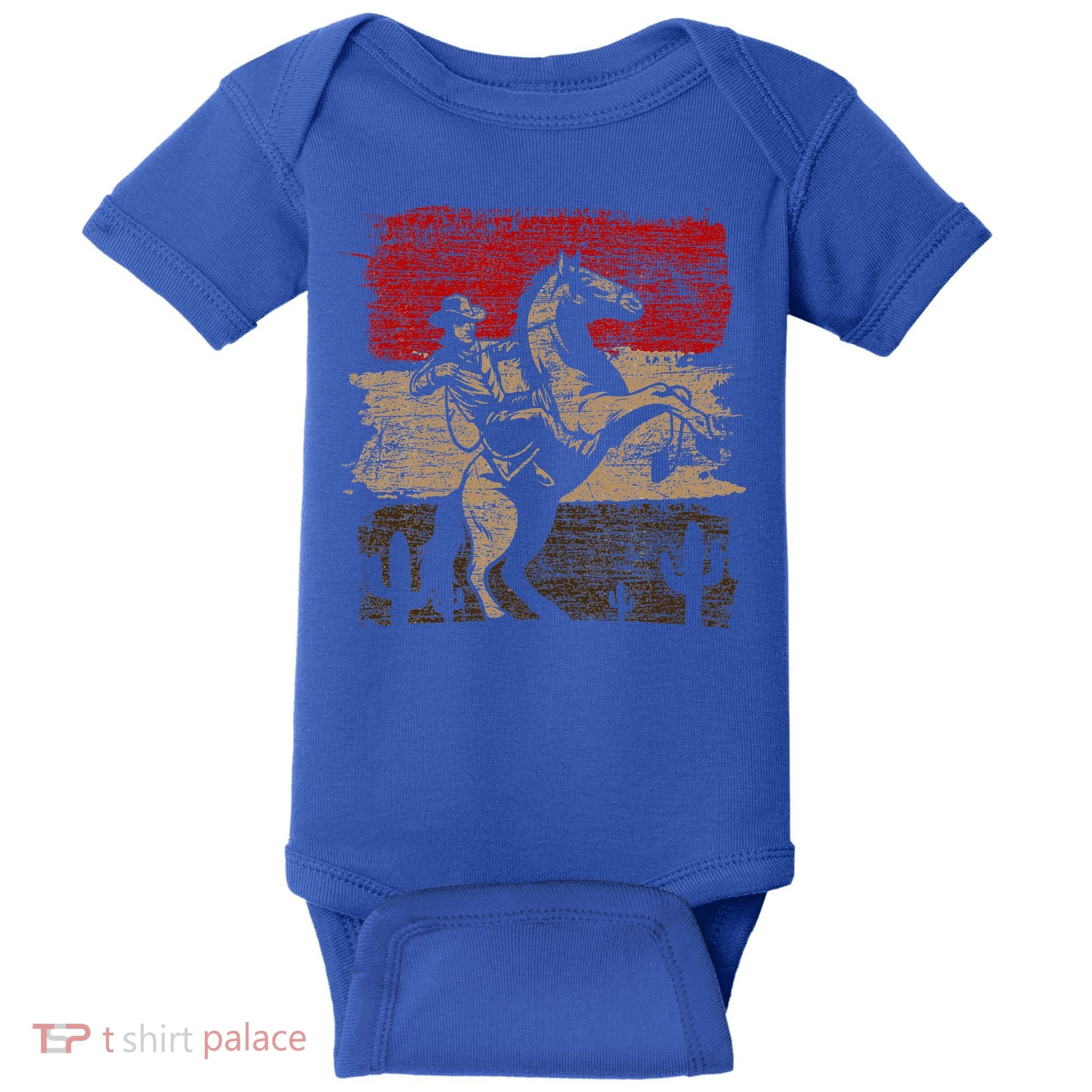 Retro Horse Riding Western Cowboy Baby Bodysuit