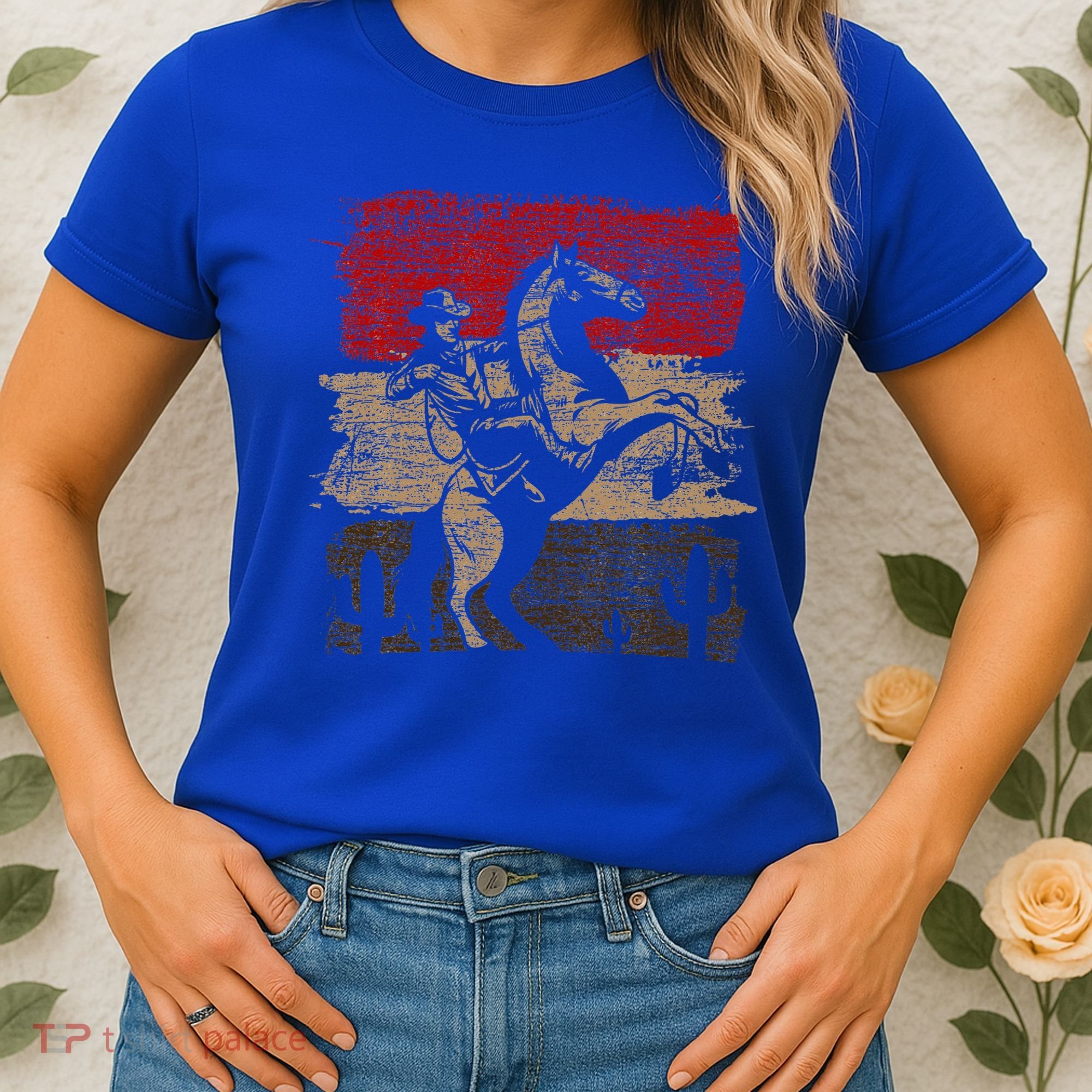 Retro Horse Riding Western Cowboy Women's T-Shirt