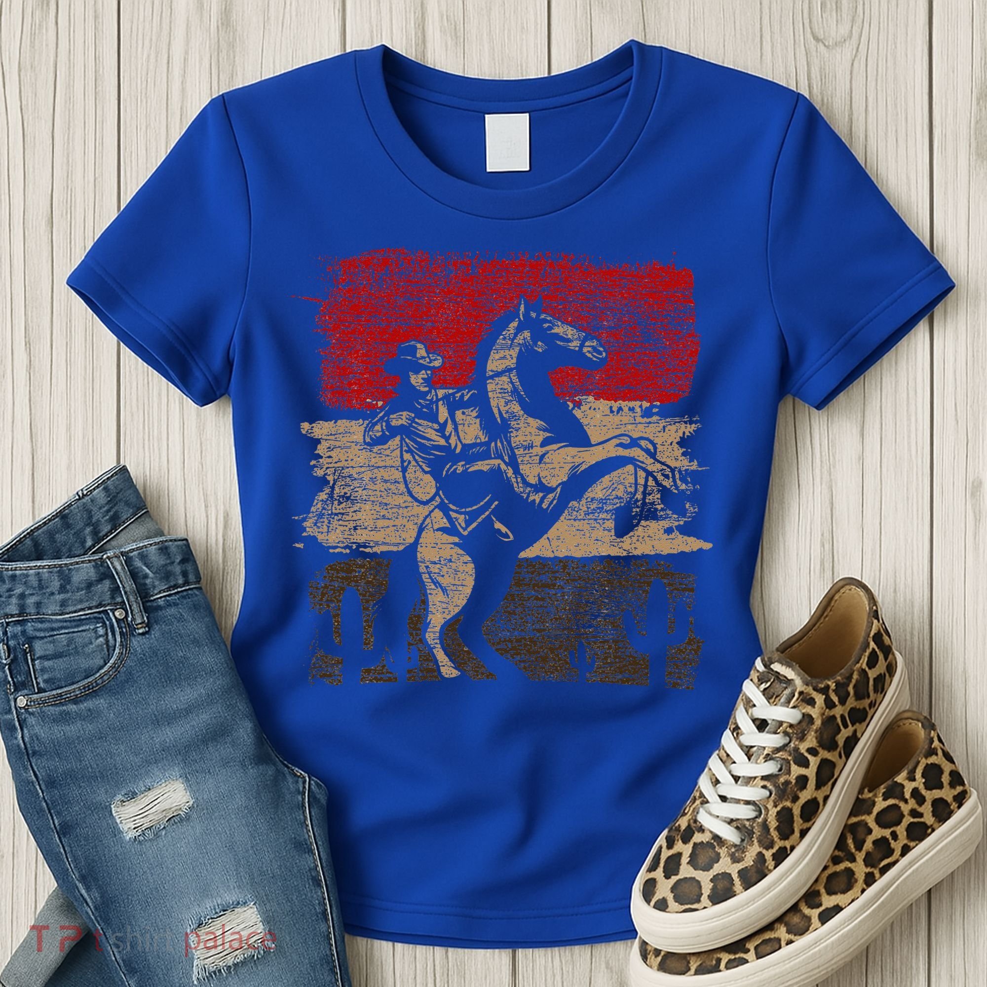 Retro Horse Riding Western Cowboy Women's T-Shirt