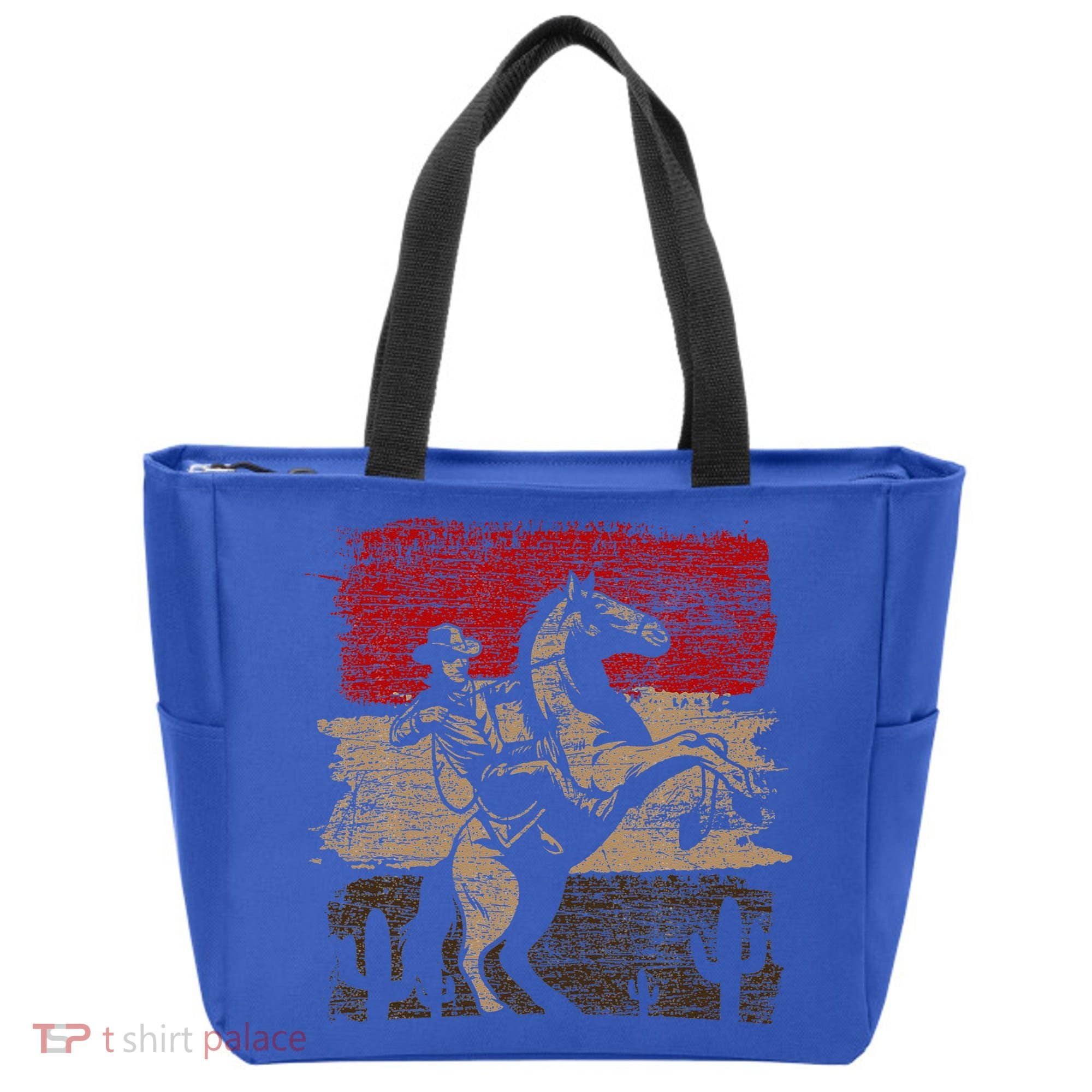 Retro Horse Riding Western Cowboy Tote Bag
