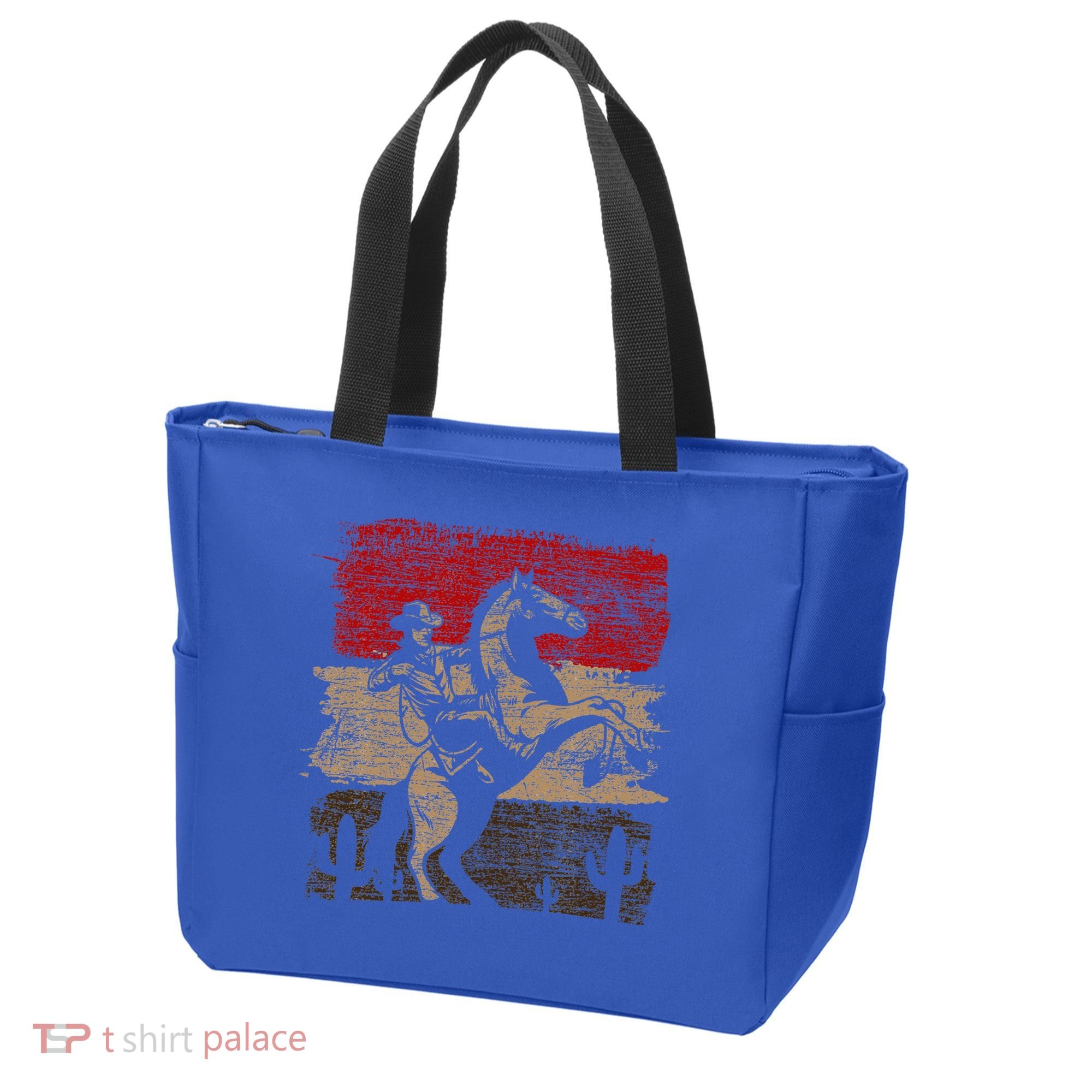 Retro Horse Riding Western Cowboy Tote Bag