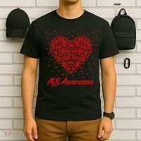 Red Heart Ribbon ALS Awareness T-Shirt thumb 6