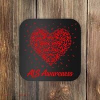Red Heart Ribbon ALS Awareness Coaster thumb 0