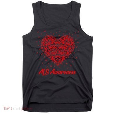 Red Heart Ribbon ALS Awareness Tank Top
