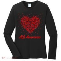 Red Heart Ribbon ALS Awareness Women's Long Sleeve Shirt thumb 0