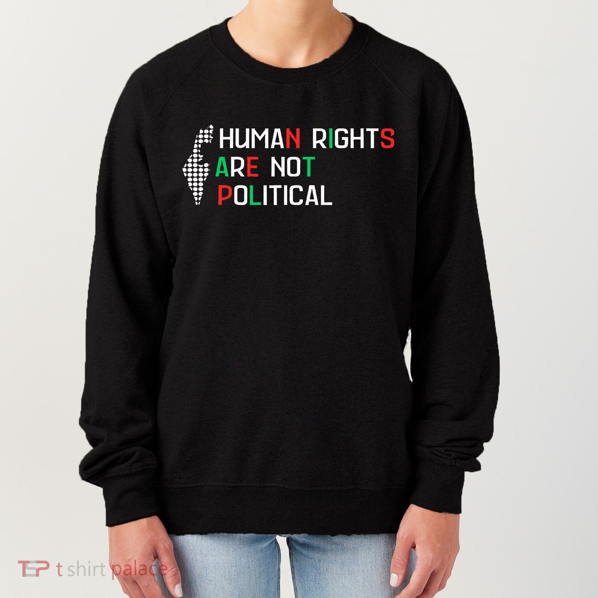 retro Human Rights Are Not Political Support Palestine  Women's Sweatshirt
