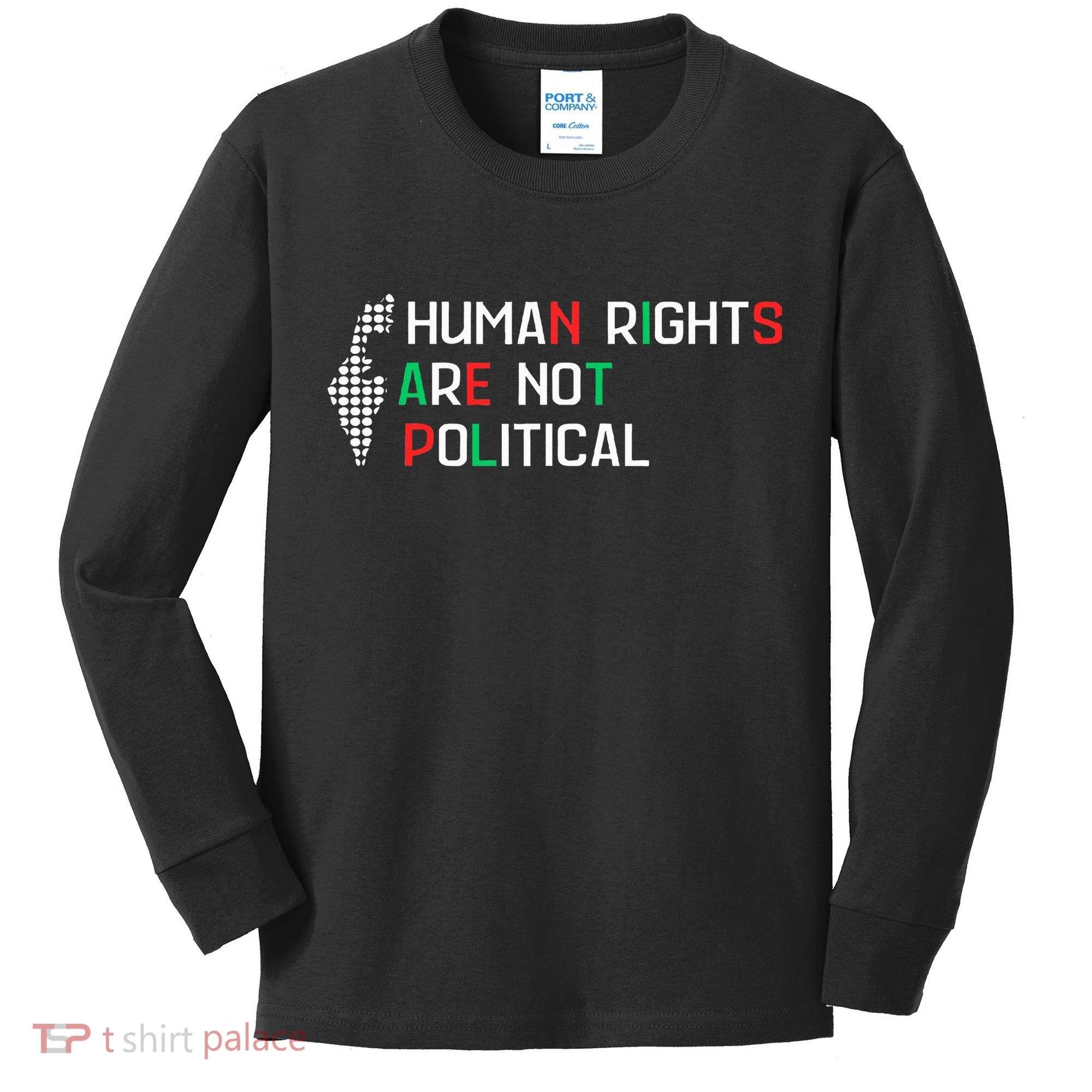retro Human Rights Are Not Political Support Palestine  Kids Long Sleeve Shirt