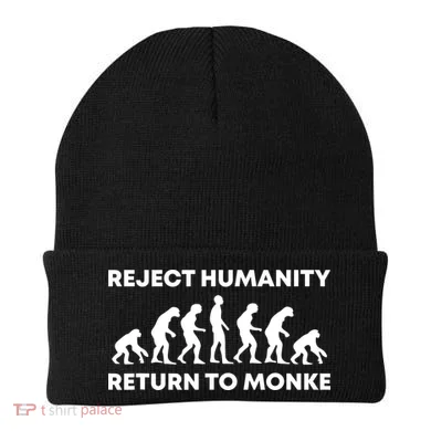 Reject Humanity Return To Monke Funny Meme Monkey Evolution Beanie