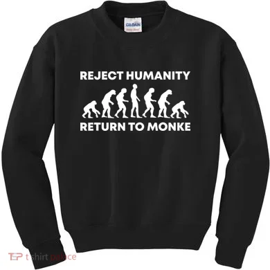 Reject Humanity Return To Monke Funny Meme Monkey Evolution Kids Sweatshirt