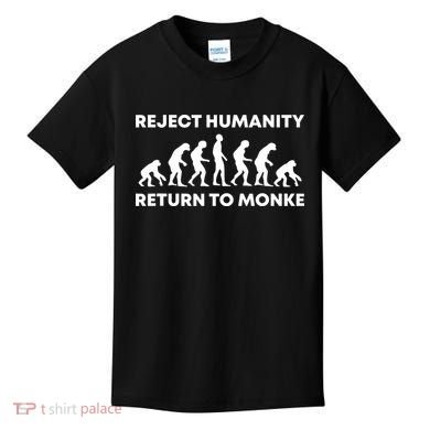 Reject Humanity Return To Monke Funny Meme Monkey Evolution Kids T-Shirt