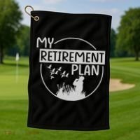 Retired Hunting Retirement Plan Gift Golf Towel thumb 1