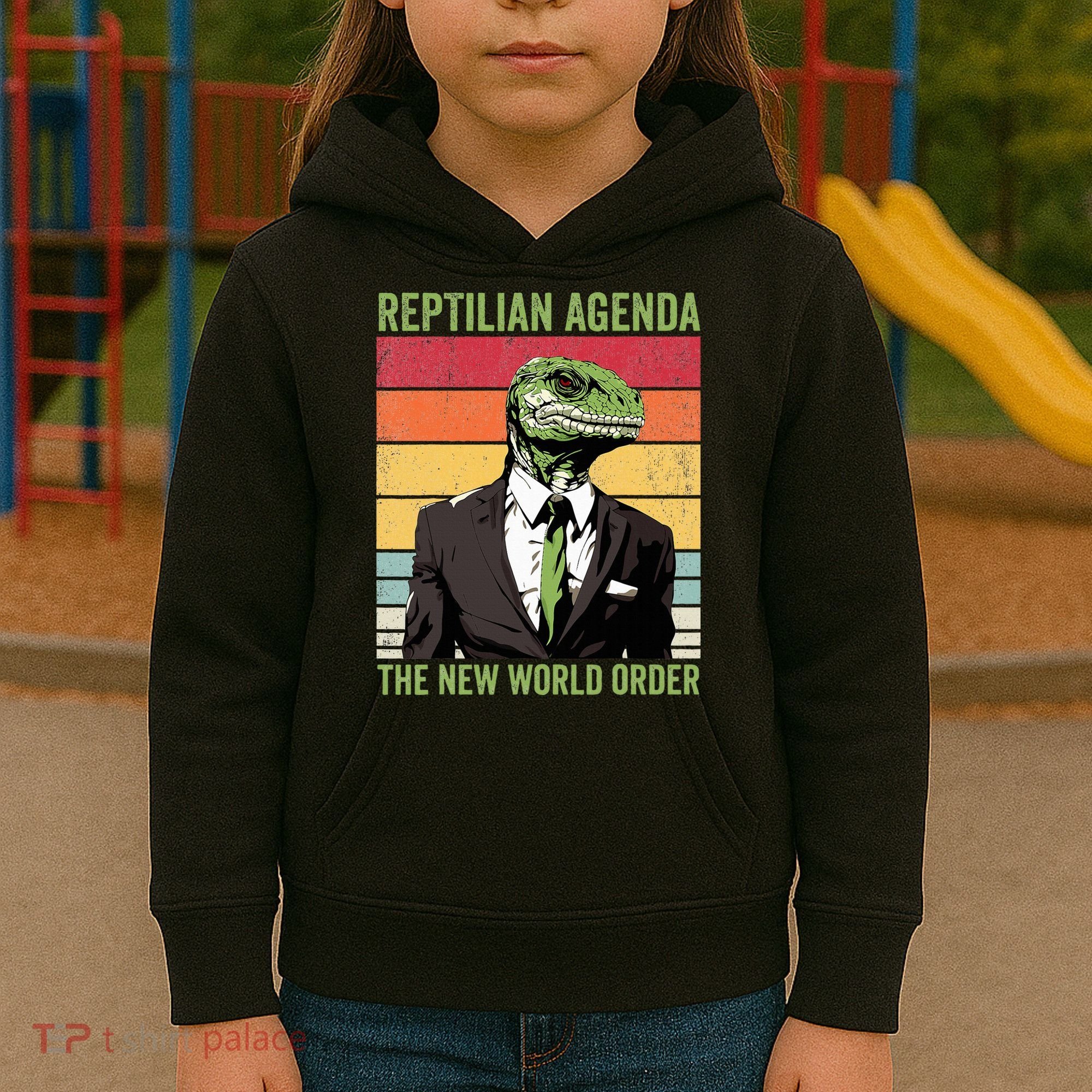 Reptilian Humanoid Reptilian Agenda Lizard People Kids Hoodie