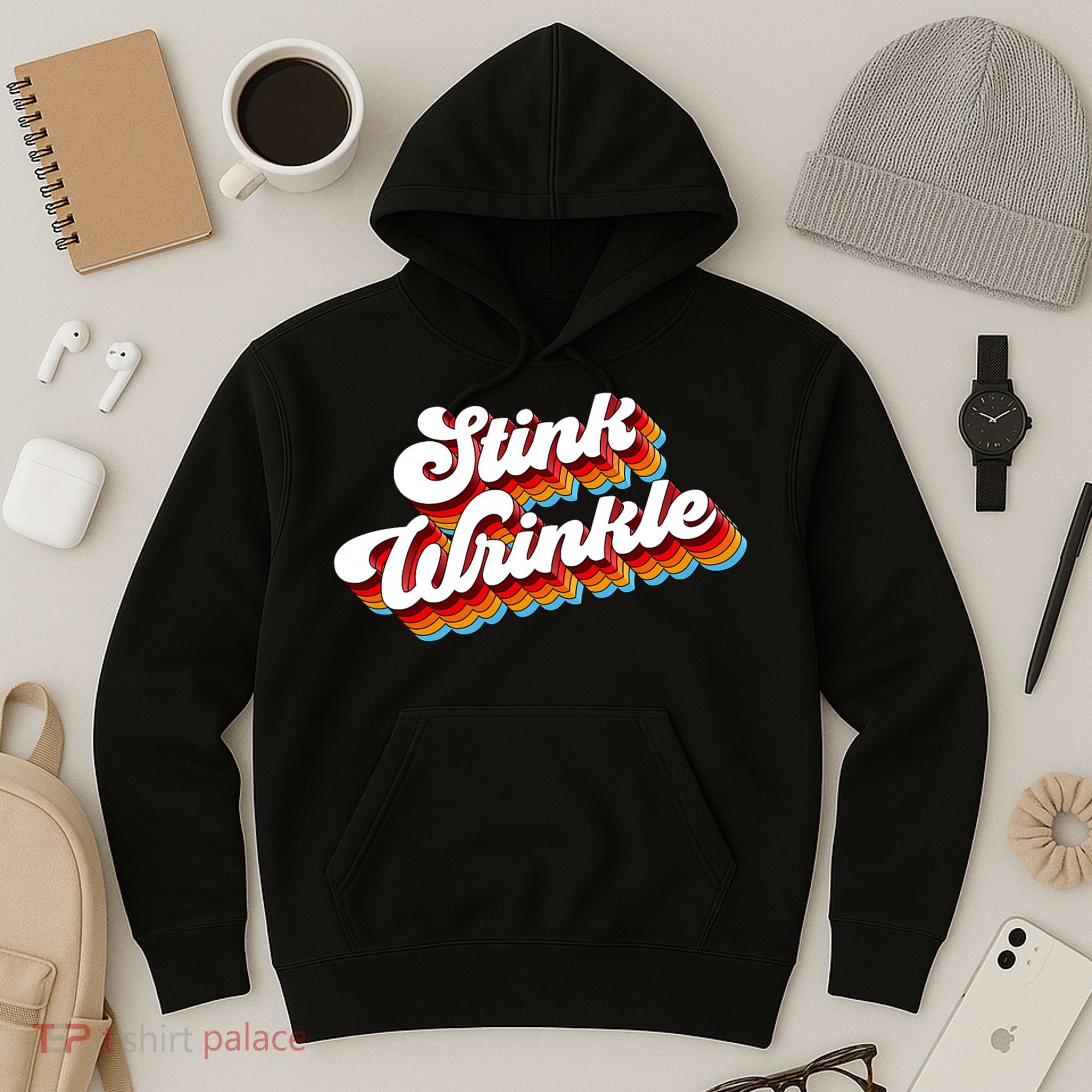 Retro Humor Stink Wrinkle Hoodie