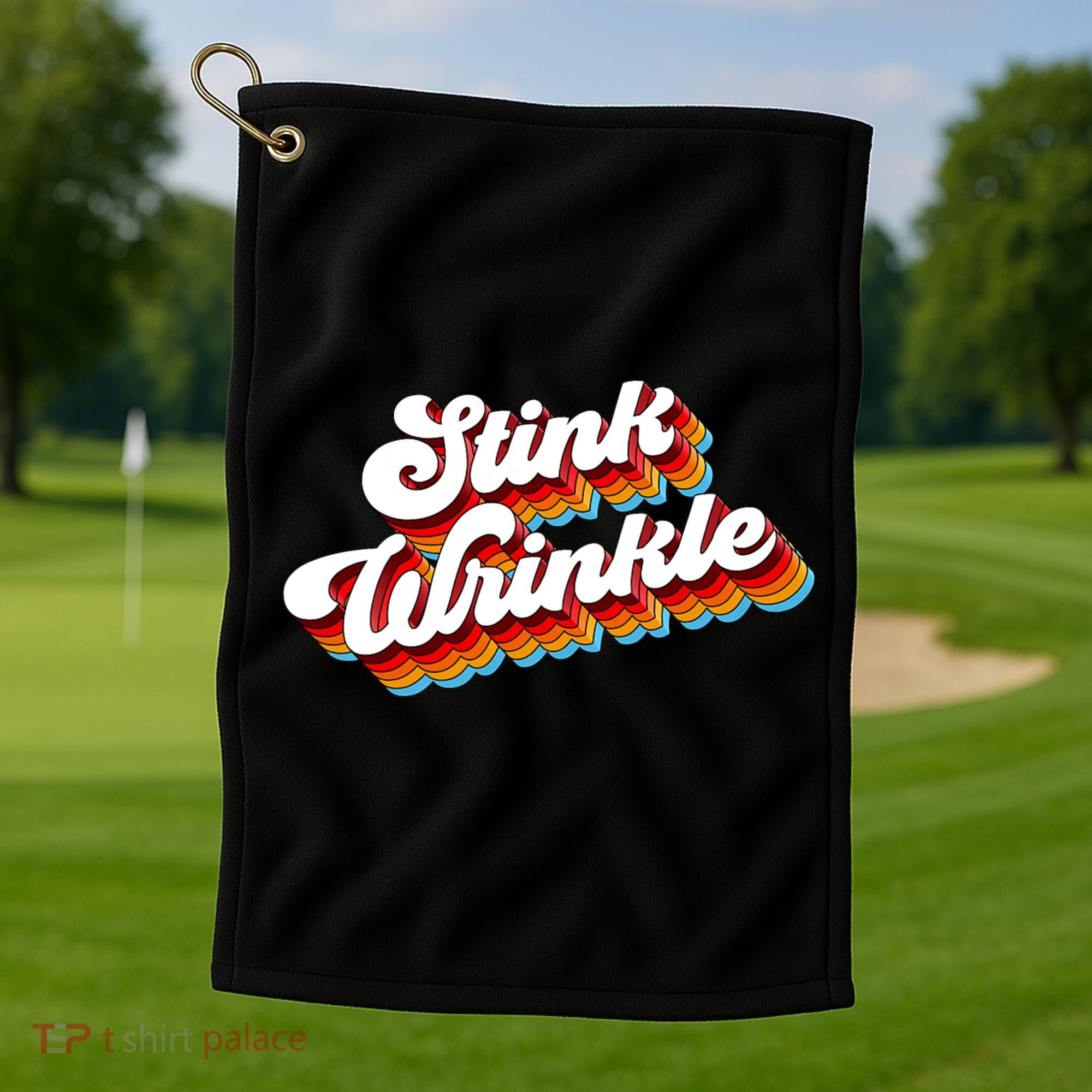 Retro Humor Stink Wrinkle Golf Towel
