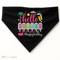 Retro Hello Summer Happy Last Day Of School Teacher Student USA-Made Doggie Bandana thumb 0