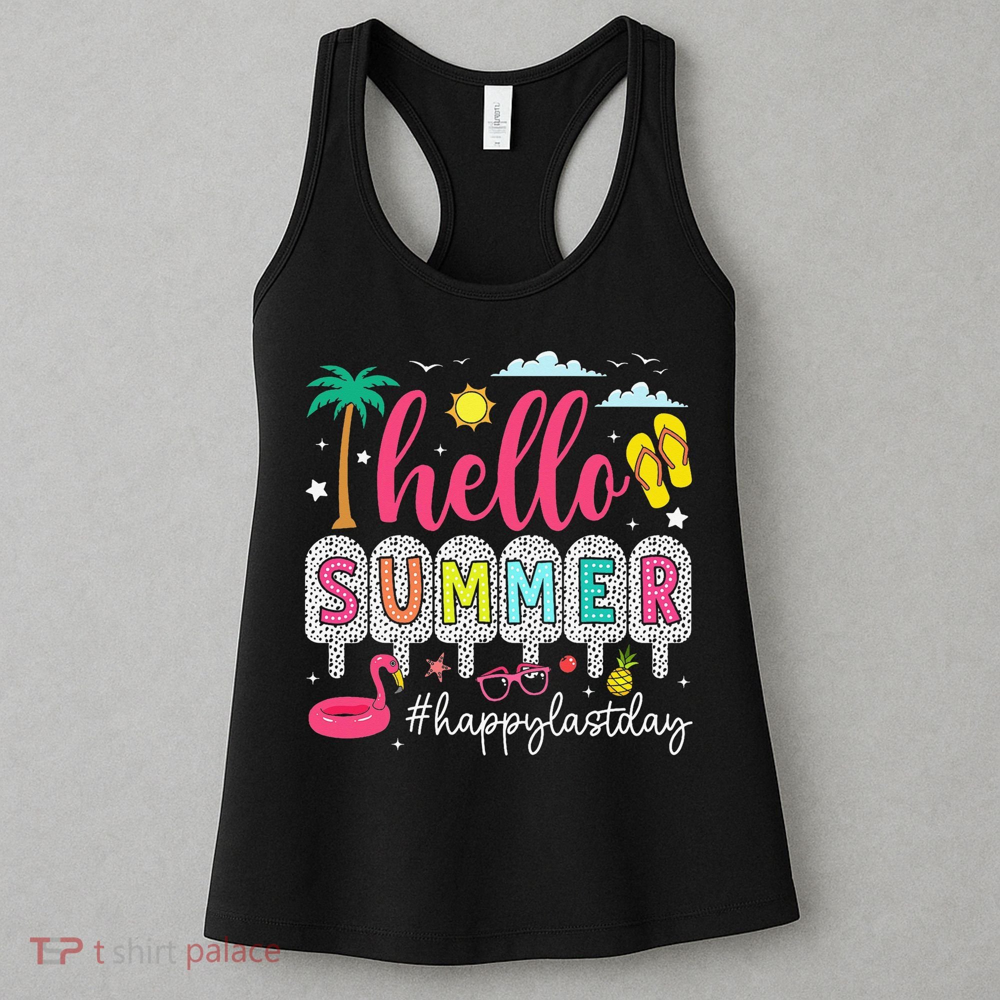 Retro Hello Summer Happy Last Day Of School Teacher Student Women's Tank Top