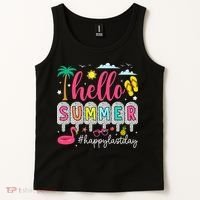 Retro Hello Summer Happy Last Day Of School Teacher Student Tank Top thumb 2