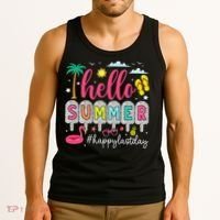 Retro Hello Summer Happy Last Day Of School Teacher Student Tank Top thumb 3