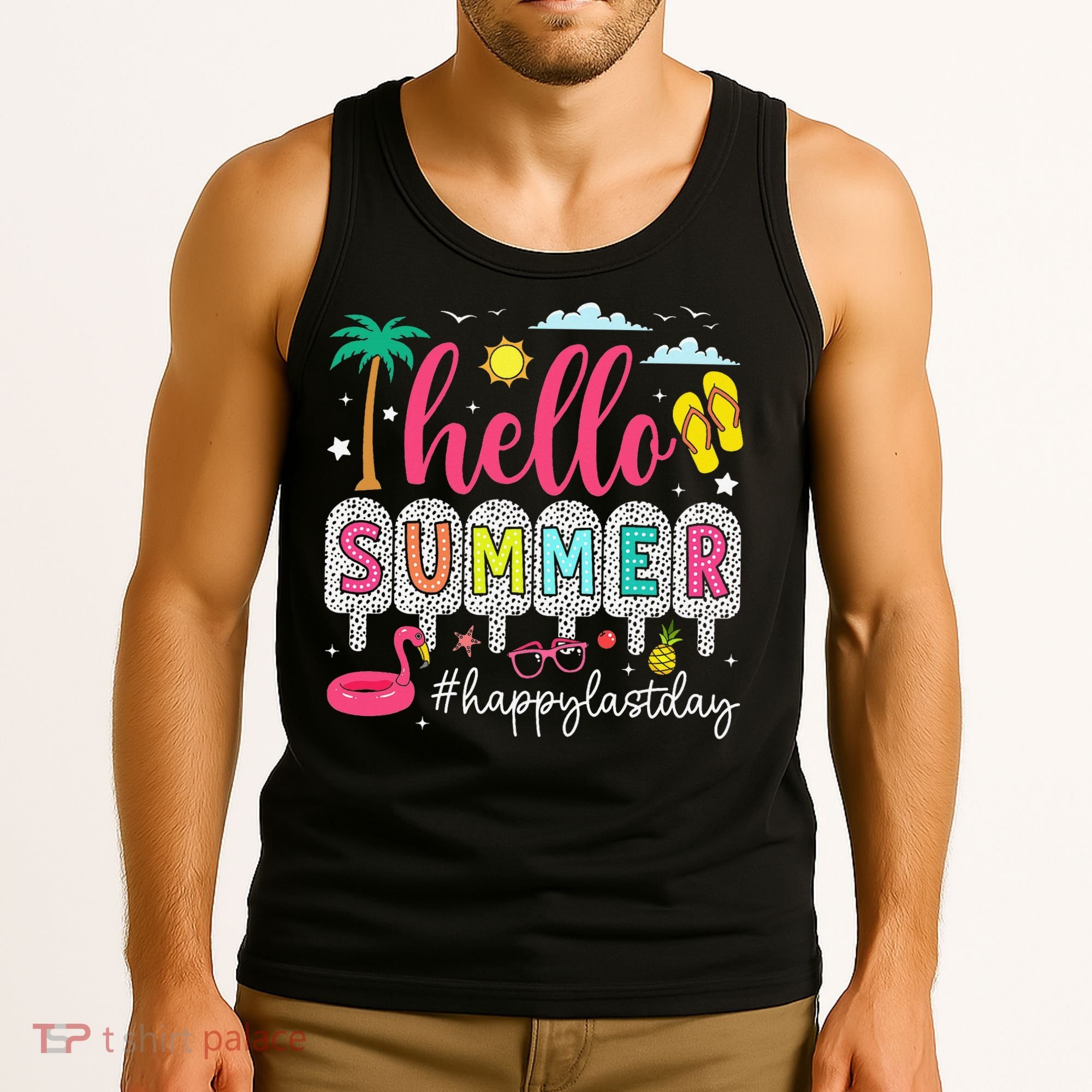 Retro Hello Summer Happy Last Day Of School Teacher Student Tank Top