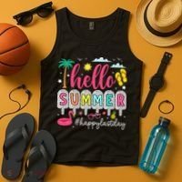 Retro Hello Summer Happy Last Day Of School Teacher Student Tank Top thumb 4