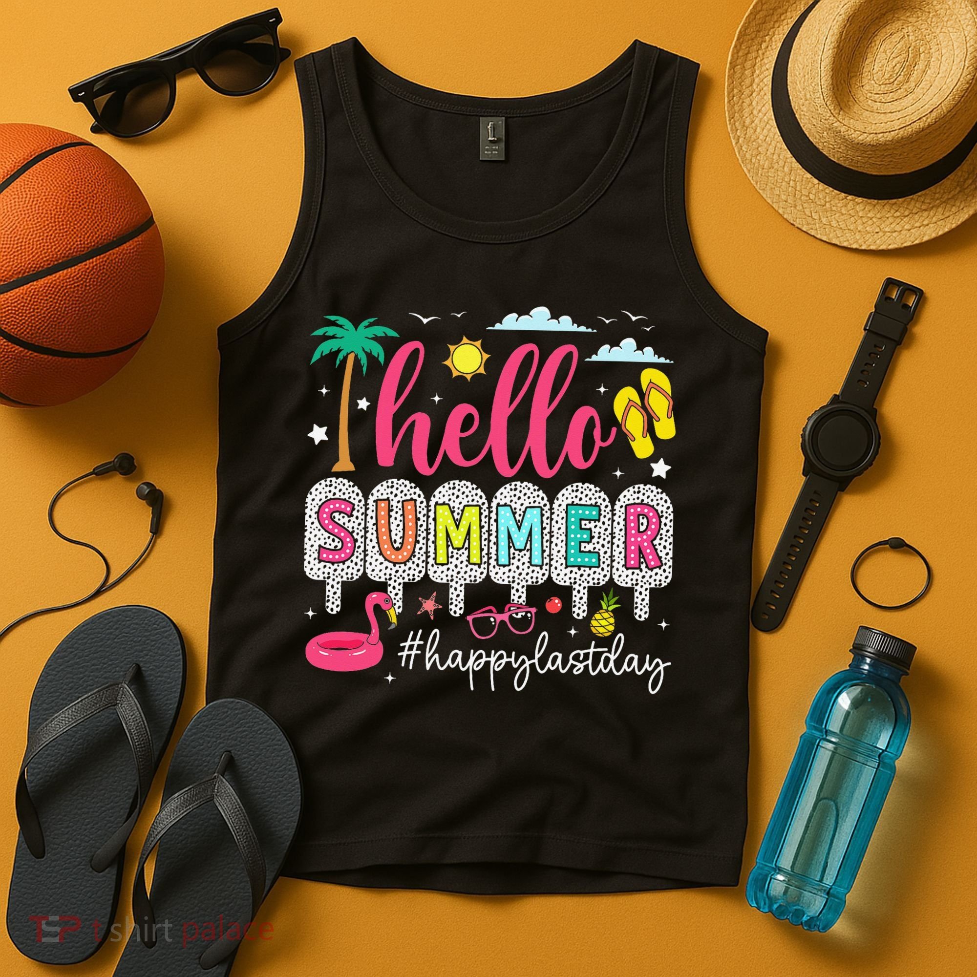 Retro Hello Summer Happy Last Day Of School Teacher Student Tank Top